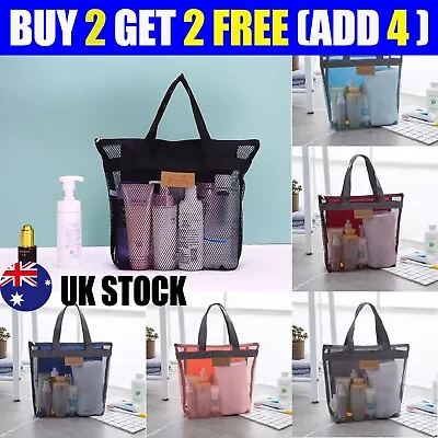 1X Mesh Shower Bag Travel Big Cosmetic Carry Tote Toiletry Bath Organizer HOT/UK • £1.19