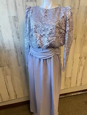 Vintage Powder Blue Lace Gown With Rhinestones Size 10 • $27