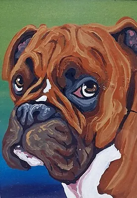 ACEO Original Animal Painting Boxer Dog. Carla Smale. Framed • £15