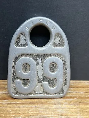Number 99  Cattle Tag Vintage Numbered Keychain Tag Large Metal Cow Tag Fob Farm • $14.99