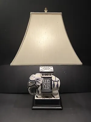 Blue And White Porcelain Elephant Table Lamp Pachyderm Vintage Bombay Company • $349