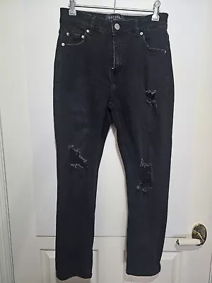 Decjuba Black Jeans Womens Size 8  Evie Distressed High Rise • $24.95