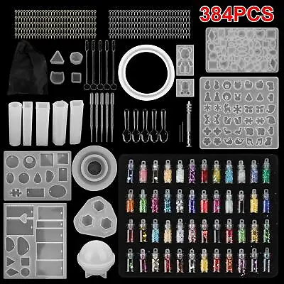 £11.49 • Buy 384PCS DIY Jewelry Pendant Mould Resin Casting Molds Silicone Kit Casting Craft