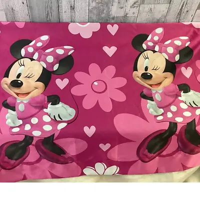 Disney Minnie Mouse Pink Floral 100% Polyester Fabric Window Curtain 63x42 • $25