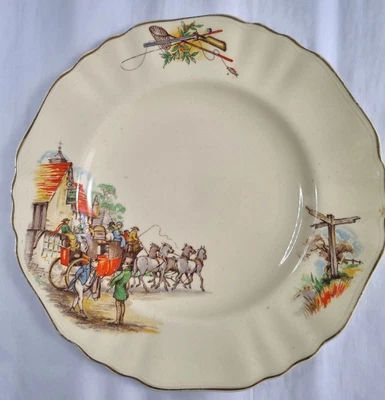 $19.95 • Buy J & G Meakin Sunshine Vintage Dinner Plate Horses & Village Stagecoach 