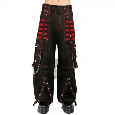 Gothic Red Mesh Black Cotton Pant Trouser Shorts Straps Punk Metal Chain Pants • $89.99