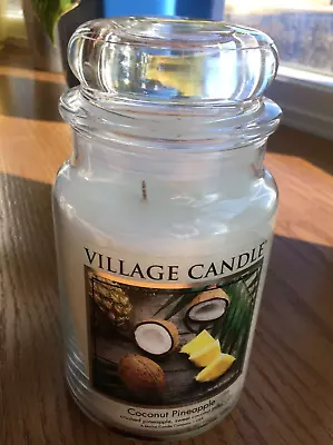 Village Candle Coconut Pineapple Large 2-Wick Classic Glass Jar Candle 26 Oz NEW • $28