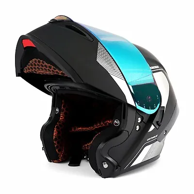 DOT Full Face Adult Motorcycle Modular Snowmobile Helmet Flip Up W/ Light SILVER • $98.99