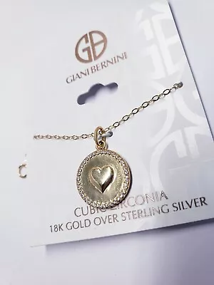 GIANI BERNINI Cubic Zirconia Heart Medallion Necklace In 18k Gold-Plated 16 +2  • $66