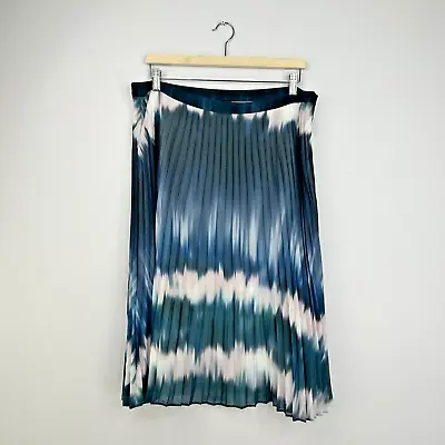 £25 • Buy Jaeger Pleated Midi Skirt Size 14 Abstract Tie Dye