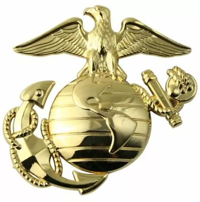  U.S. Marine Corps EGA Gold Metal Auto Emblem 3.25 X 3.25 In • $17.35