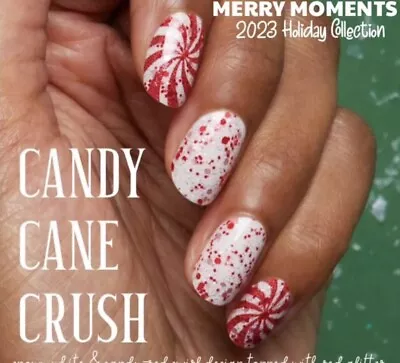 Color Street CANDY CANE CRUSH 100% Nail Polish Strips White And Red Sparkle • $10