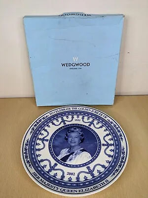 Wedgwood Golden Jubilee Queen Elizabeth II Plate 1952-2002 Boxed Great Condition • £9.95