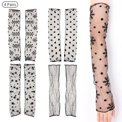 4 Pairs Women Lace Mesh Ice Sleeve Half-finger Gloves UV Sun Protection Sleeves • $9.49