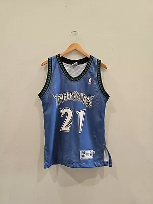 Vtg Kevin Garnett Timberwolves Starter Authentic Jersey Size 48 Tailored To 40  • $189