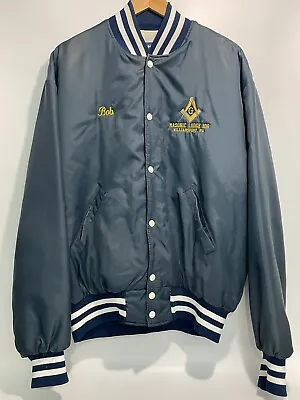 Masonic Lodge Varsity Jacket Men’s Size XL Holloway Full Front Snap Satin Blue • $26.10