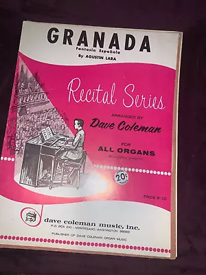 GRANADA Fantasia Espanola  By AGUSTIN LARA 1965 Edition Vintage Sheet Music. • $7.46