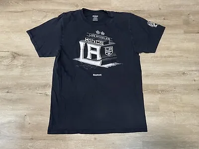 Men’s Los Angeles LA Kings Short Sleeve Shirt Sz L NHL Reebok Black Hockey • $13.49