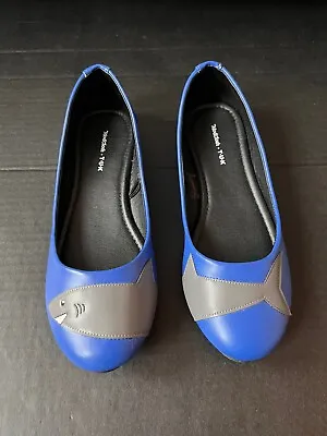 New ModCloth TUK Royal Blue Gray Women’s Shark Ballet Flats Size 9 40 Shoes • $38.99