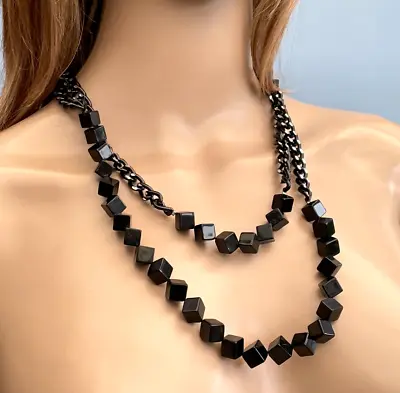 Mac Employee Long Necklace Black Cube And Chain • $12.43