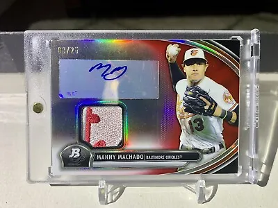 2013 Topps Bowman Platinum Auto Patch MANNY MACHADO /25 RC MD Flag Sick Patch • $275