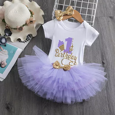 AUS Baby Girl 1st Birthday Party Dress Tutu One Cake Unicorn Outfit • $34.86