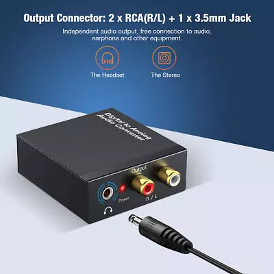 NEW Optical Coaxial Toslink Digital To Analog Audio Converter Adapter RCA L/R • $7.98