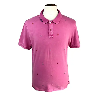 BOB Men’s Polo Shirt Pink Large Slim Fit Italian Hand Crafted Custom Made • £17.99