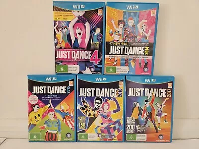 (x5) JUST DANCE 4 2017 2016 2015 & 2014 Wii U - Nintendo Game Bundle - Free Post • $70