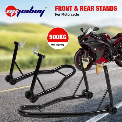 $90 • Buy Motorcycle Bike Stand Heavy Duty Front&Rear Lift Motorbike Paddock Carrier Black