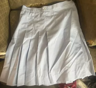 Lands End Girl's Light Blue Pincord Kilt Skirt Size 16 #9 • $9.99