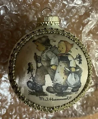 M.J. Hummel Glass Ornament On Silk Hansel & Gretel Gold Trim 2007 • $6.99