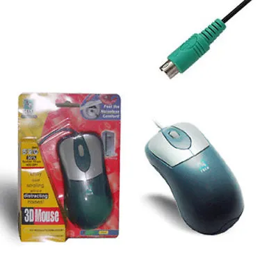 Wired 3D Noiseless Mouse Ball Mice Wheel Scroll PS/2 For PC / Desktop Computer • £7.49