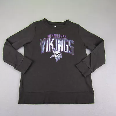 Minnesota Vikings Sweatshirt Womens Large Black Crewneck Pullover Sweater NFL • $16.23