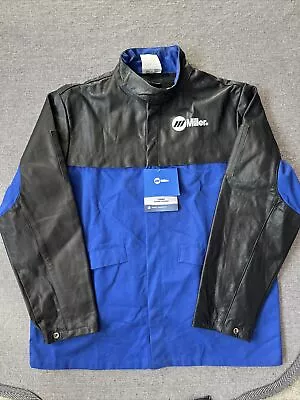 Miller Combo 231082  Leather Shoulder/Sleeves Welding Jacket Snap Close Large • $85