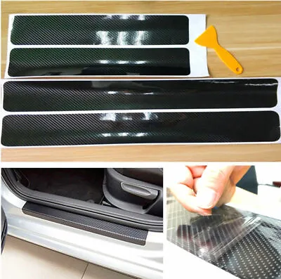 4Pcs 4D Carbon Fiber Black Car Door Sill Scuff Plate Cover Anti Scratch Sticker • $7.31