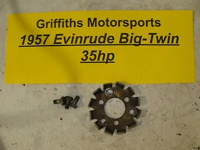 1957 EVINRUDE 35hp BIG-TWIN Outboard Motor Recoil Catch Ring Plate Latch Screws • $12