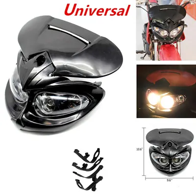 $33.47 • Buy Motorcycle Scooter Motocross Headlight Fairing Light Dual Street Fighter W/ Bulb