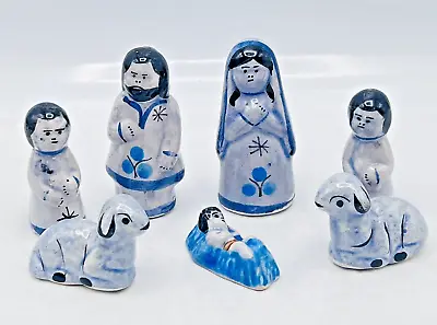 Vintage Tonala Mexican Nativity Ceramic Miniature Hand Painted 2  Set • $25.46