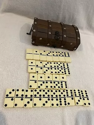 Vintage Butterscotch Bakelite Double Six Dominoes Complete Set 28 In Box No Lock • $43.95