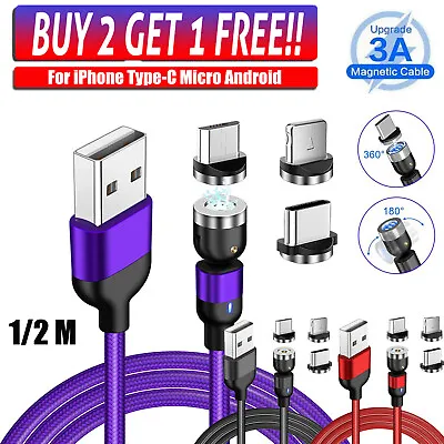 360°/180° Fast Magnetic Cable Type C Micro USB Charger Cord For Android Phone • $3.99