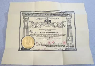 Masonic Certificate - Ancient And Accepted Scottish Rite 32nd Degree KC MO 1964 • $15.48