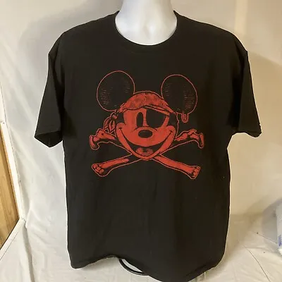 Disney World Disneyland Hanes Mens T-Shirt Black Red Mickey Pirate 2XL XXL FS! • $17.99