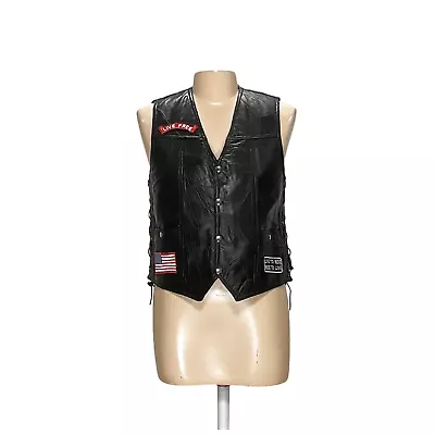 Caribou Careek Vintage Leather Motorcycle Vest • $28