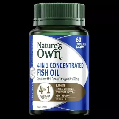 Nature's Own 4 In 1 Concentrated Fish Oil Odourless 60 Capsules Omega 3 Healthy • $9.99