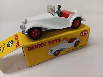 Dinky 129 MG Midget Sports Roadster Restored In A Free Repro Box • £30