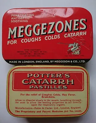 £3.99 • Buy Vintage Potters Catarrh Pastilles Tin & Meggezones Tin Collectables Display 
