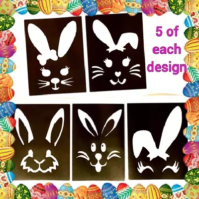 Glitter Tattoo StencIls  EASTER  X 25 Tattoos  BUNNY FACES • £3.75