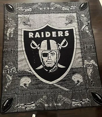 Vintage Oakland Raiders NFL Fleece Throw Blanket 80L X 70W  Las Vegas Raiders • $50