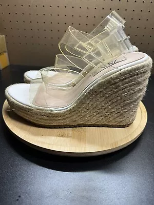 Zara Vinyl Jute Wedge Sandals Size 39 • $19.72